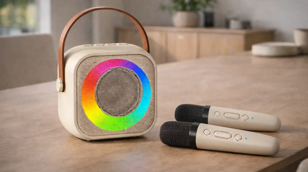 Chollo Karaoke portátil MicQutr con altavoz Bluetooth y 2 micrófonos por sólo 9,99€ (-36%)