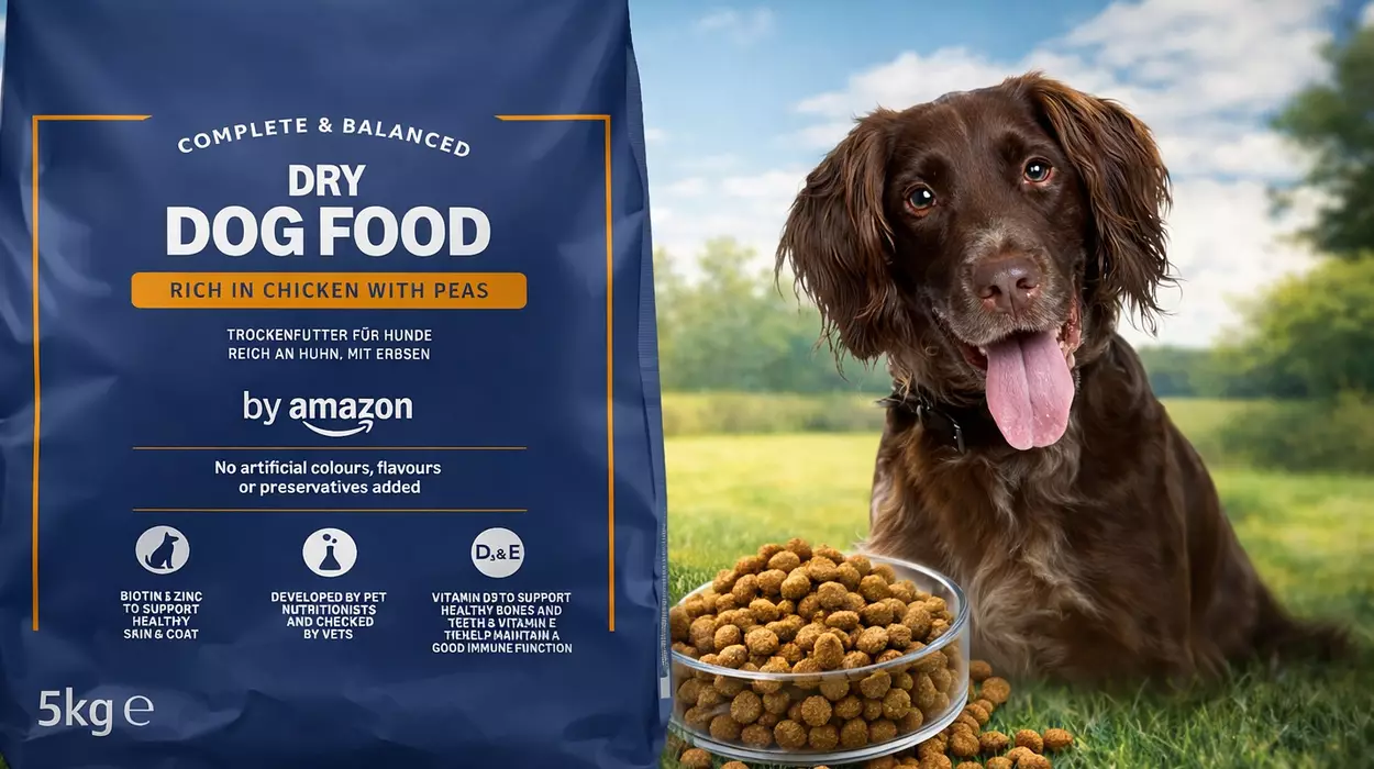 Chollo Alimento seco completo para perro adulto by Amazon rico en pollo con guisantes de 5 kg por sólo 6,36€ (30% de descuento)