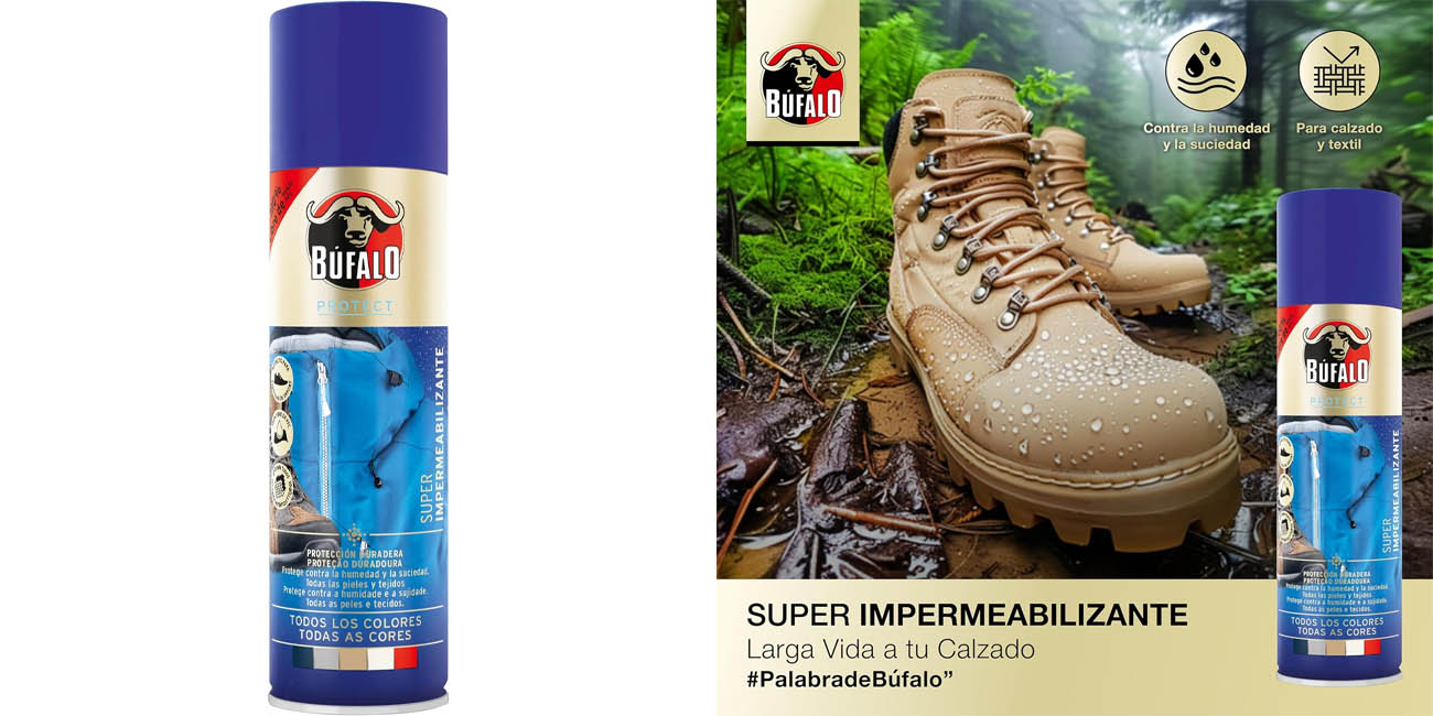 Chollo Spray impermeabilizante Búfalo para calzado contra la humedad y suciedad de 250 ml por sólo 7,75€