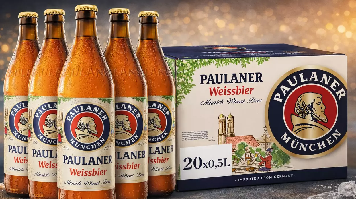 Chollo Pack x20 Cerveza de trigo Paulaner de 50 cl por sólo 30,80€ con envío gratis (-30%) ¡1,54€ cada una!