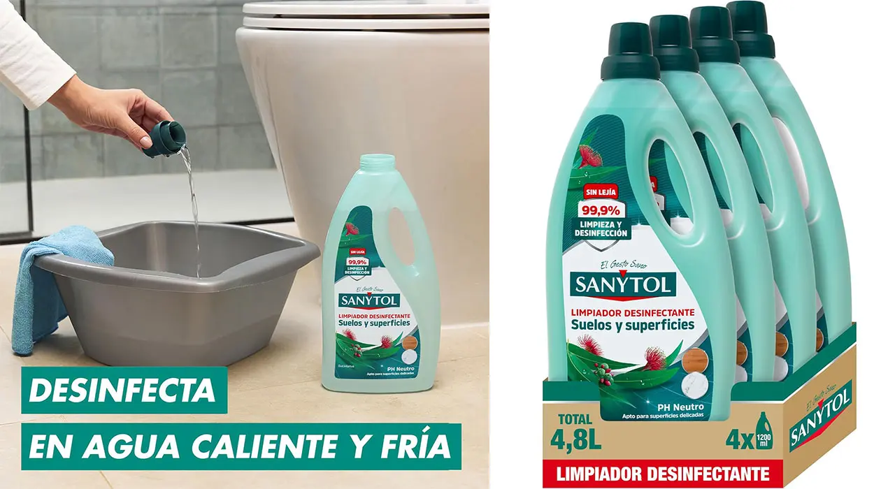 Chollo Pack x4 Limpiador desinfectante sin lejía Sanytol por sólo 10,40€ (-31%)