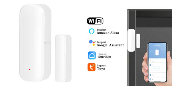 Chollo Sensor para puertas o ventanas WMUN WiFi compatible con Alexa y Google Assistant por sólo 3,37€ (-58%)