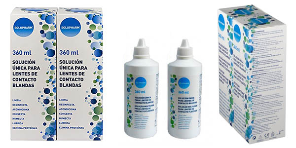 Chollo Pack x2 Solución única Solupharm para lentes de contacto blandas por sólo 7,19€ con cupón (-29%) ¡Top ventas!