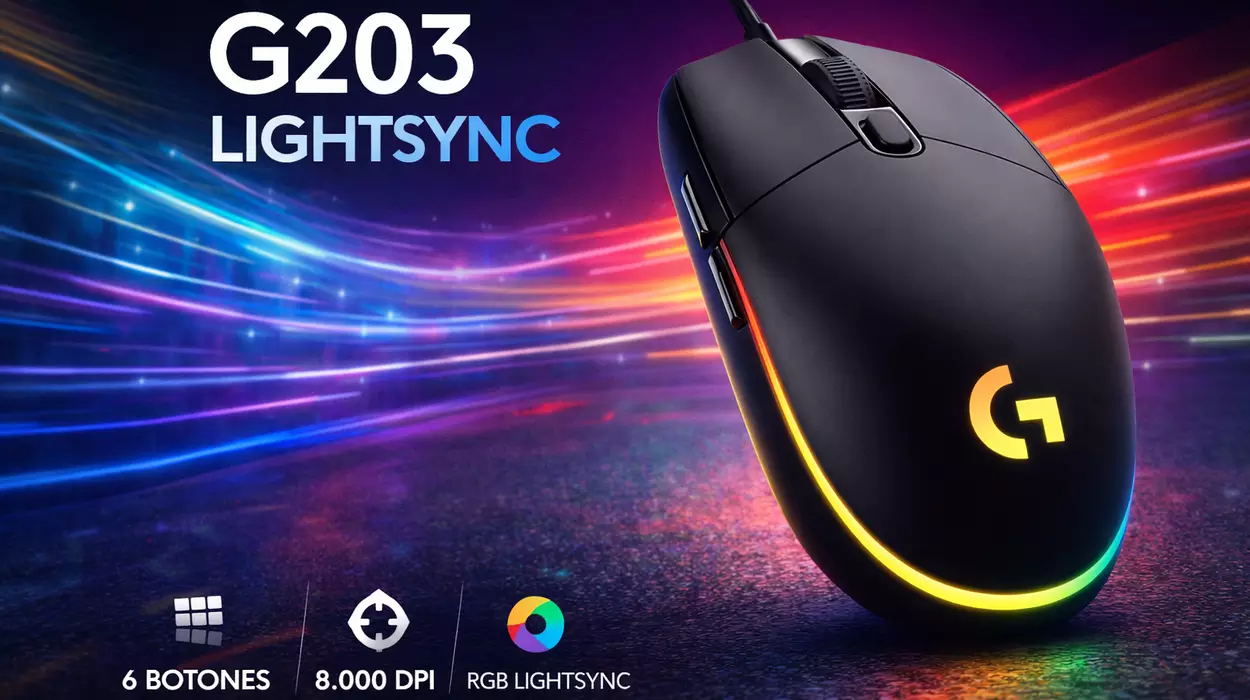 Chollazo Ratón gaming Logitech G203 LIGHTSYNC con 6 botones y 8.000 DPI por sólo 17,90€ (-63%)