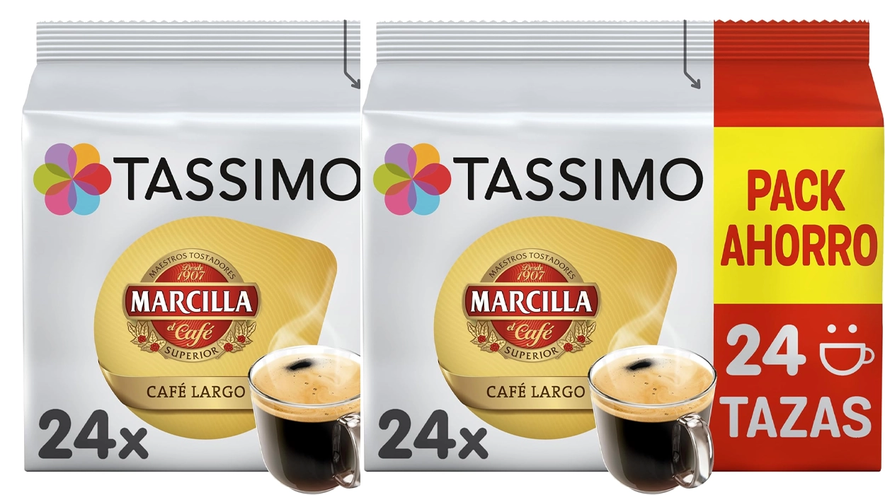 Chollo Pack de 48 Cápsulas de Tassimo Café Marcilla Largo por sólo 11,90€ con -50% en 2ª unidad ¡0,24€ la cápsula!