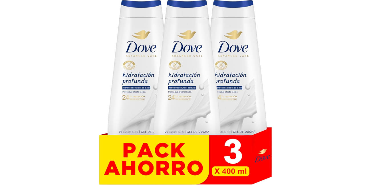 Chollo Pack x3 Gel de ducha Dove Hidratación Profunda de 400 ml por sólo 6,85€ con cupón (32% de descuento)