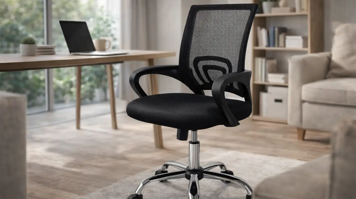 Chollazo BRUTAL: Silla de oficina giratoria con respaldo de malla y soporte lumbar por sólo 26,95€ con cupón y envío gratis (-55%)