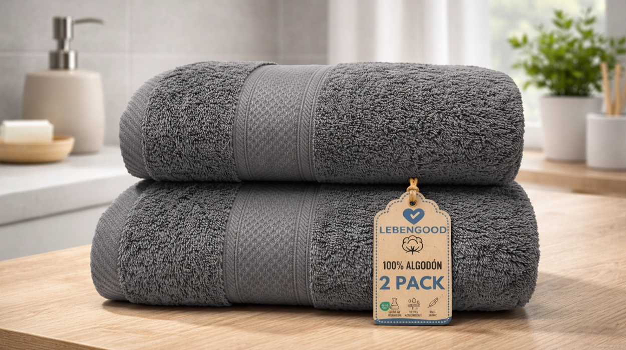 Renueva tus toallas de baño con este juego de 2 unidades, 100% algodón premium 550 gsm, por sólo 7,58€ cada una