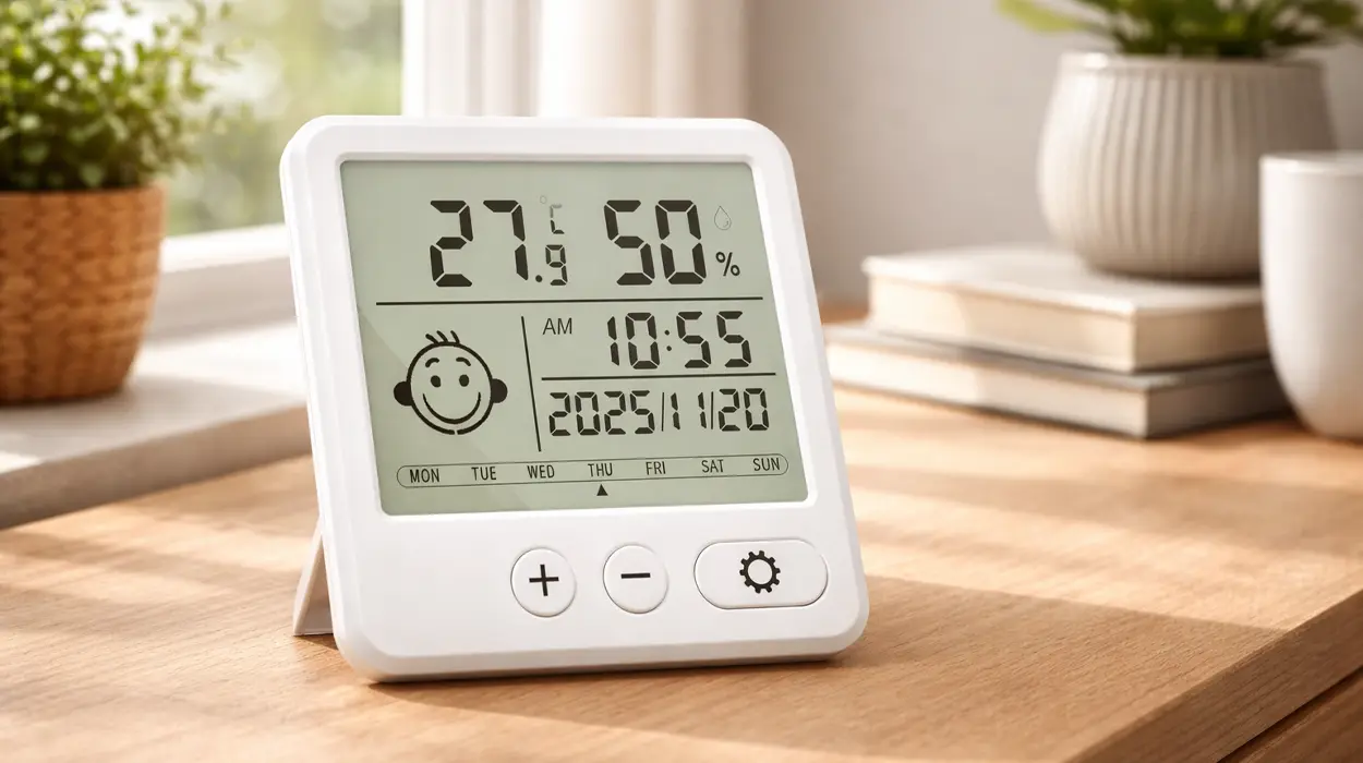 Chollo Termómetro e higrómetro digital Uten con pantalla grande para interiores por sólo 9,99€ (-38%)