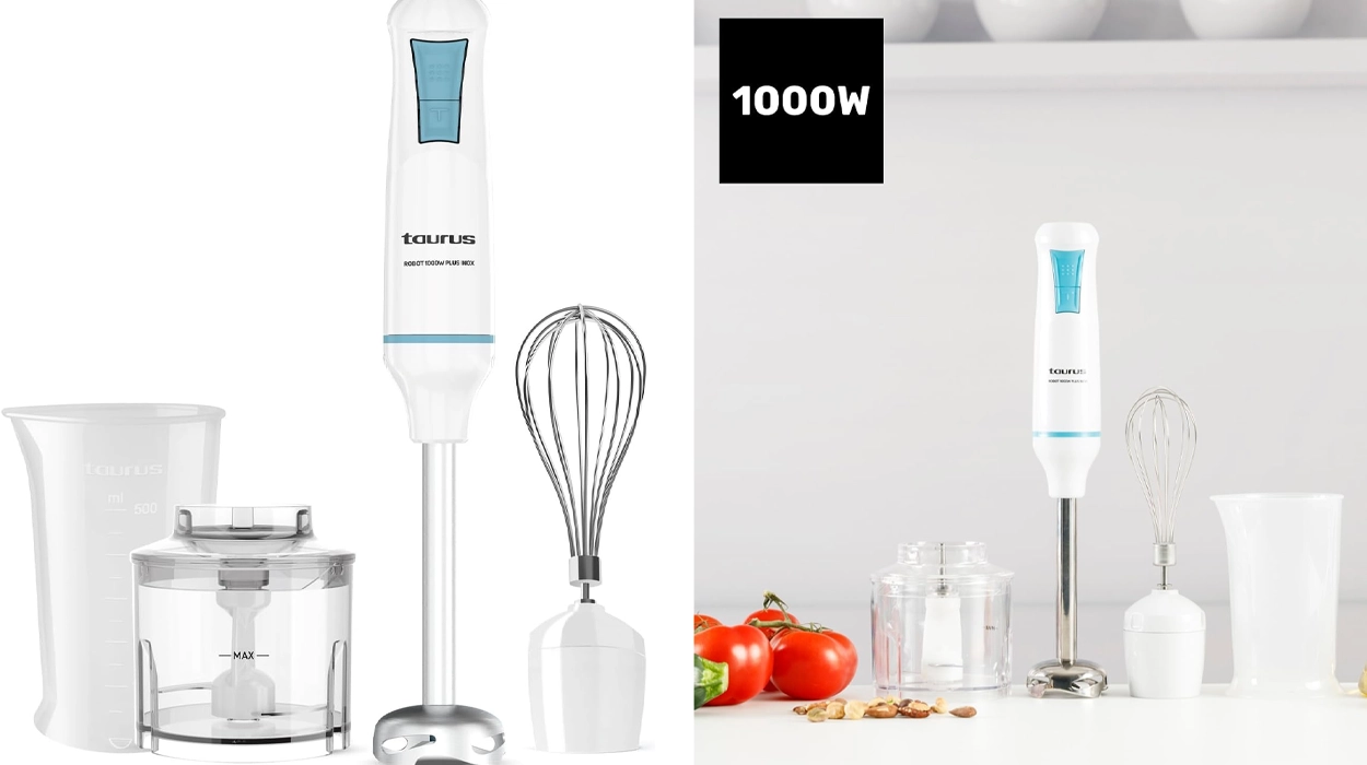 Aprovecha para renovar tu vieja batidora: Taurus Robot 1000 Plus Inox con vaso, picador y varillas por sólo 22,99€ ¡30% de descuento!
