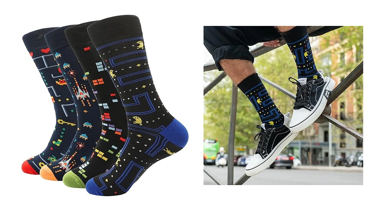 Estos son los calcetines para hombre que arrasan hoy: Un pack de 4 pares para los amantes de los videojuegos retro por menos de 15€
