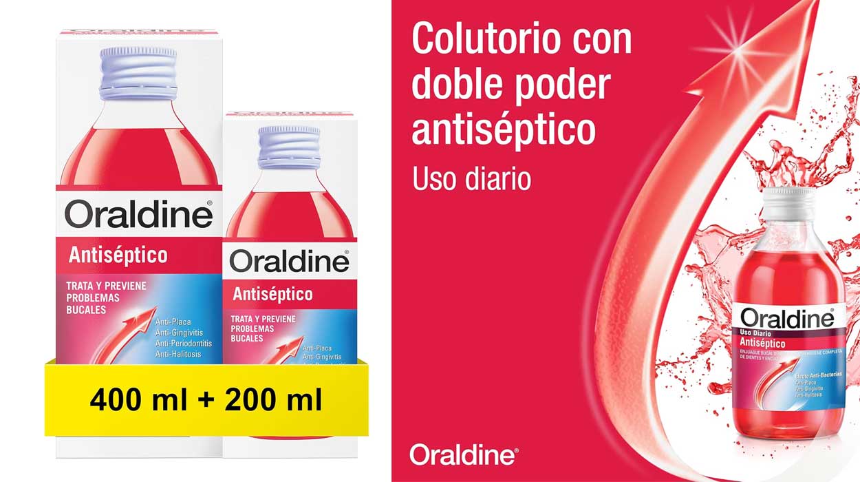 Chollo Pack x2 Colutorio antiséptico Oraldine 400 + 200 ml por sólo 5,59€ con cupón (-38%)