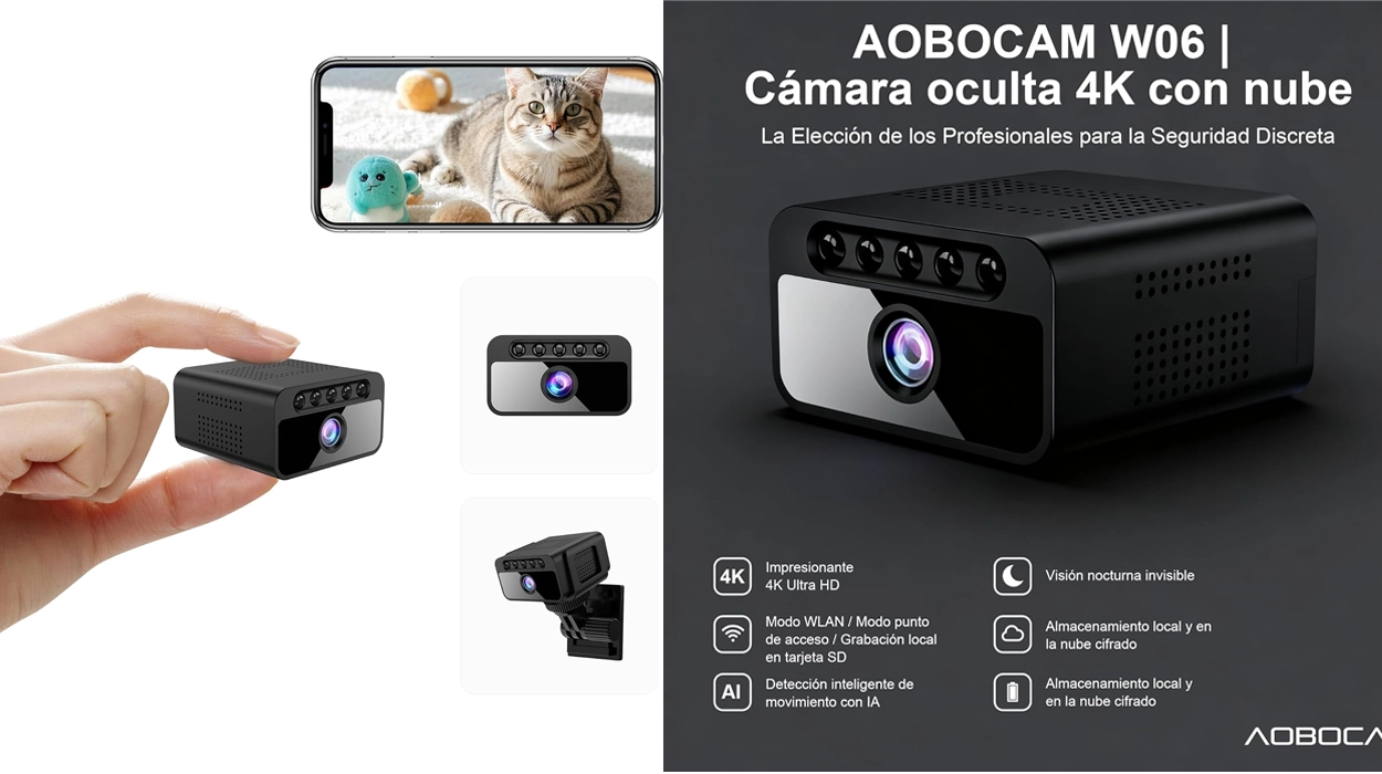 Vigila el interior y el exterior de tu casa con esta cámara espía mini 4K con visión nocturna y detección de movimiento, que hoy cuesta menos de 25€
