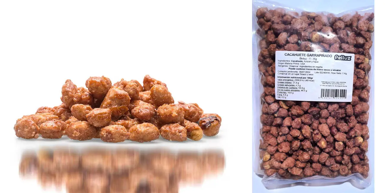 Chollo Bolsa de cacahuetes garrapiñados Pelluz de 1 kilo por sólo 14,53€ con envío gratis (-23%)