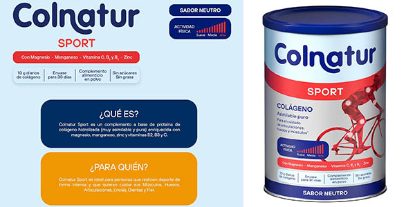 Chollo Proteína colágeno hidrolizada Colnatur Sport sabor neutro de 330 g por sólo 14,39€ con cupón (26% de descuento)