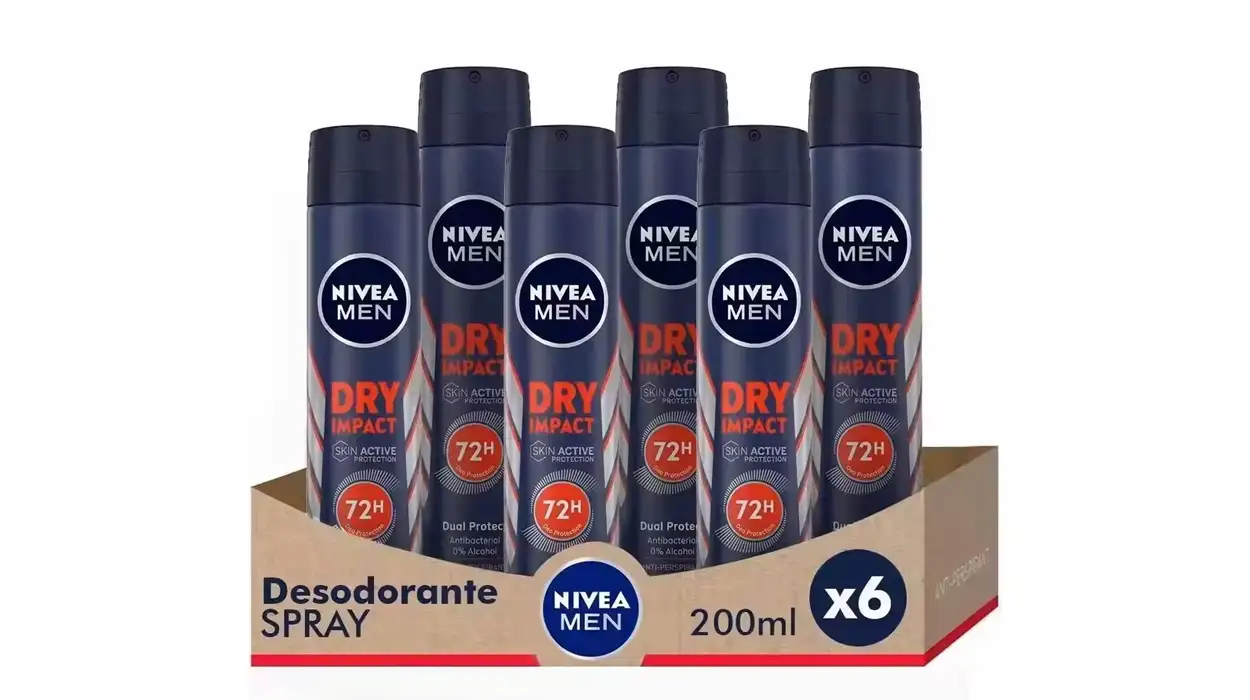 Chollo Pack x6 Desodorante Nivea Men Dry Impact de 200 ml por sólo 12,26€ con cupón y envío gratis en AliExpress ¡2,04€ cada uno!