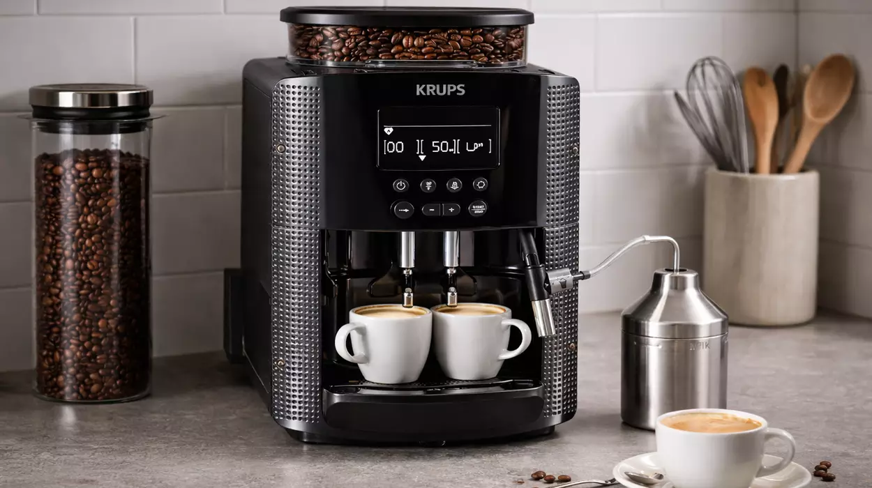 Chollo Cafetera superautomática Krups Essential EA8160 digital con accesorio para leche por sólo 298,99€ con envío gratis (-36%)