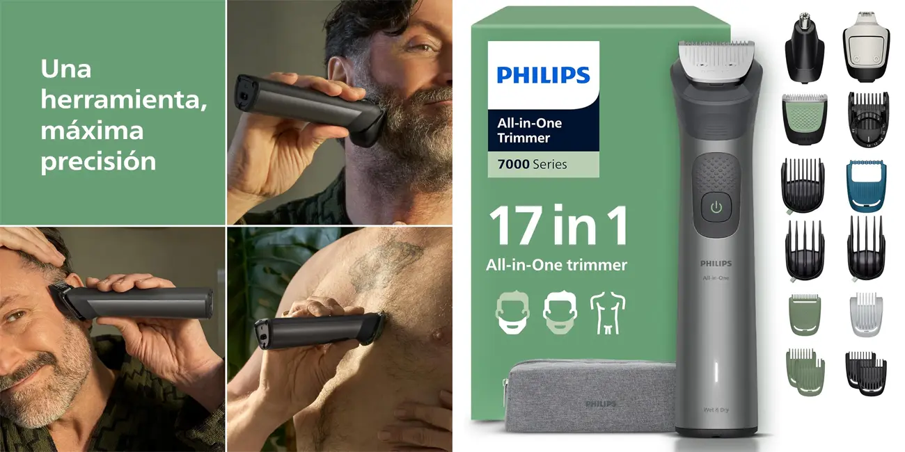 Chollo Recortadora Philips Serie 7000 MG7961/15 17 en 1 por sólo 59,99€ con envío gratis (-25%)
