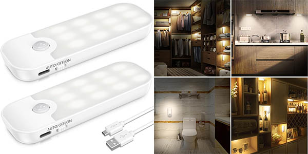 Chollo Pack x2 Luces nocturnas LED inalámbricas con sensor de movimiento por sólo 11,99€ (-25%)
