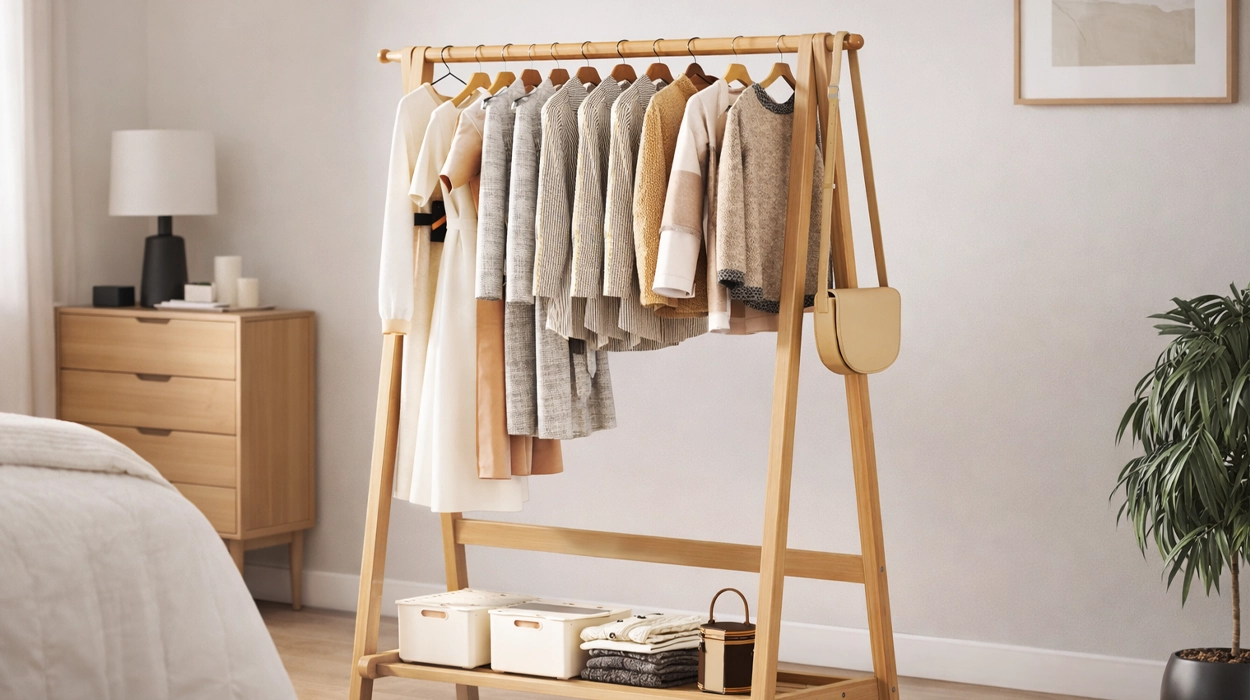 Este perchero burro de bambú despeja tu dormitorio mientras decora con un estilo natural y hoy puedes cazarlo rebajado a mitad de precio en AliExpress