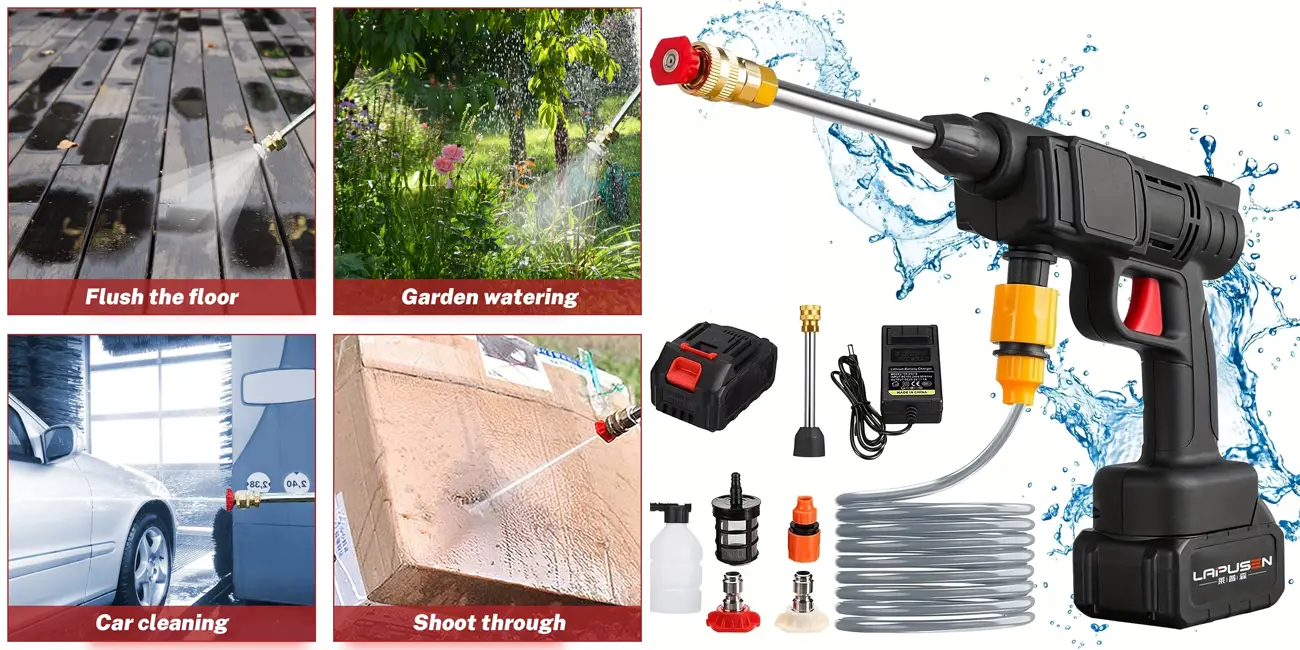 Chollazo Kit pistola de lavado inalámbrica para coche con bidón para jabón y pulverizador por sólo 11,27€ con envío gratis (-72%) ¡CORRE!