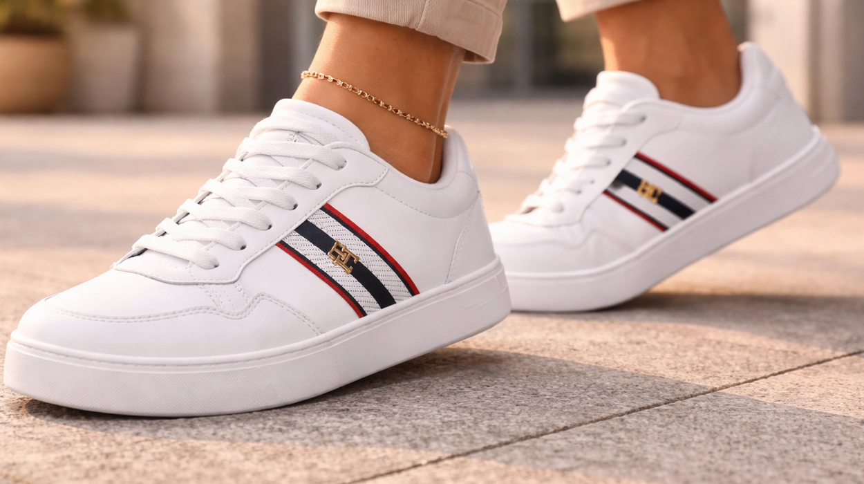 Chollo Zapatillas Tommy Hilfiger Sneaker Cupsole Webbing de piel para mujer por sólo 54€ con envío gratis (51% de descuento)
