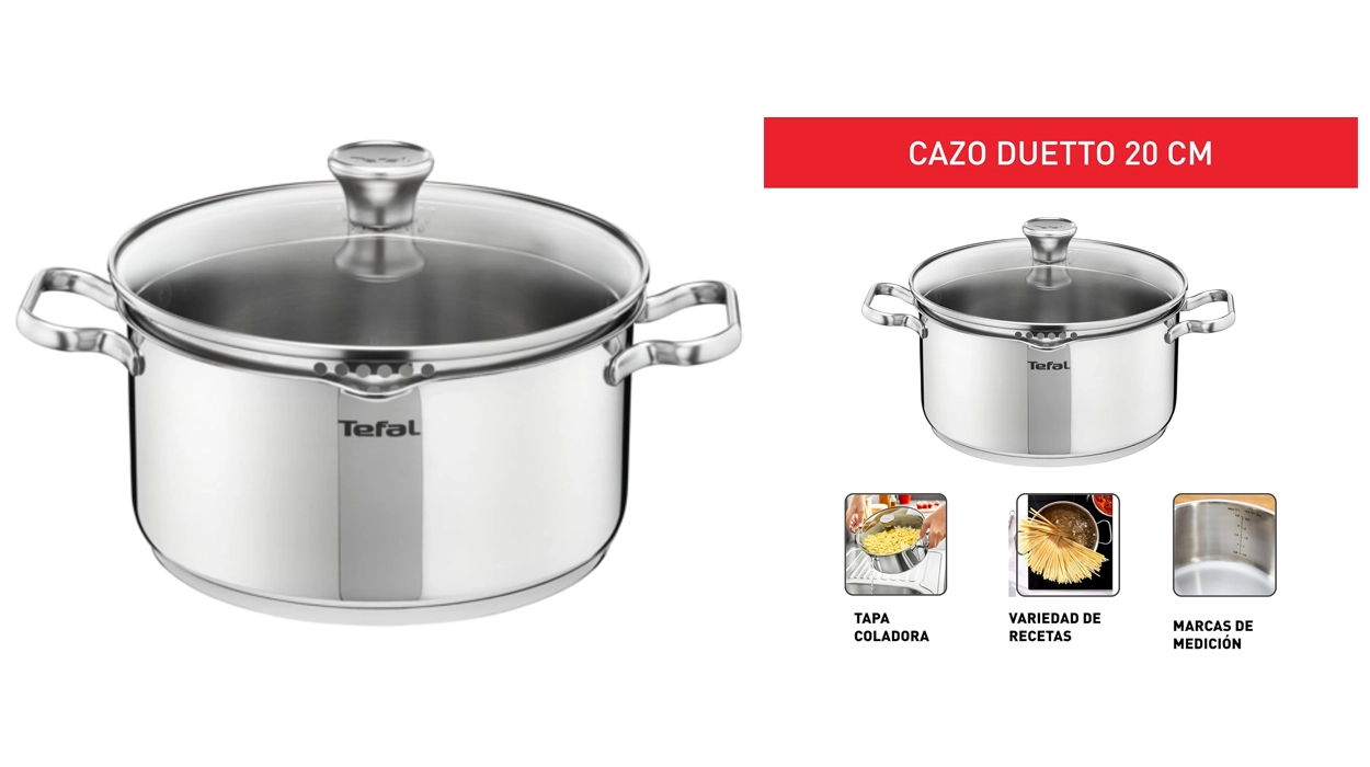 Chollo Cacerola Tefal Duetto de 20 cm por sólo 23,73€ (-43%)