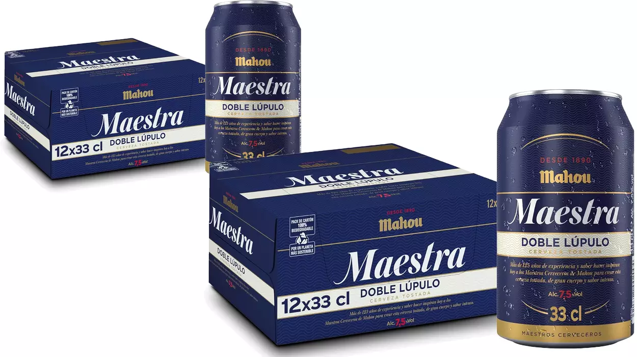 Chollo Pack x36 latas Cerveza tostada Mahou Maestra Doble Lúpulo de 33 cl por sólo 18,20€ con 3×2 (-50%) ¡0,51€ la lata!