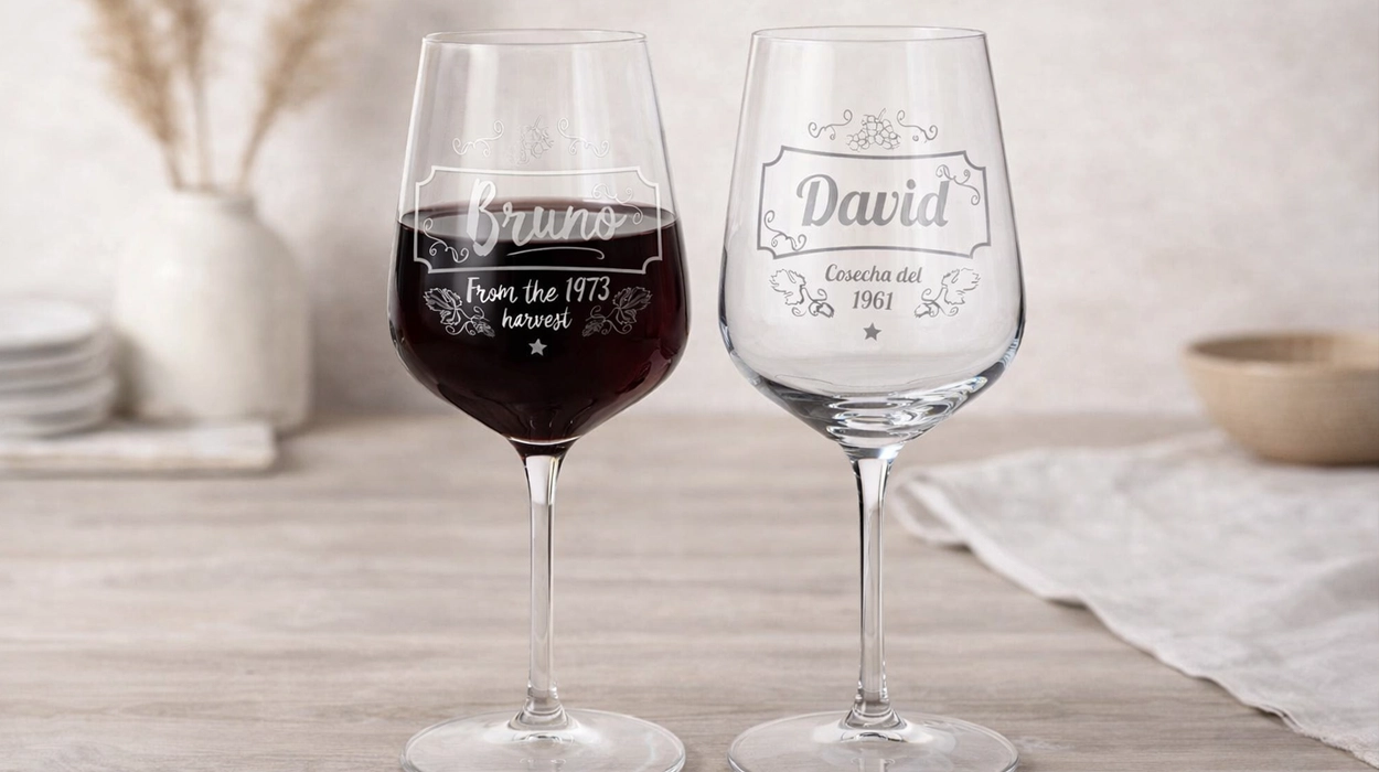 Acierta regalando estas copas de vino personalizadas Wanapix con el nombre o texto que quieras por menos de 11€ ¡Son un detalle genial!