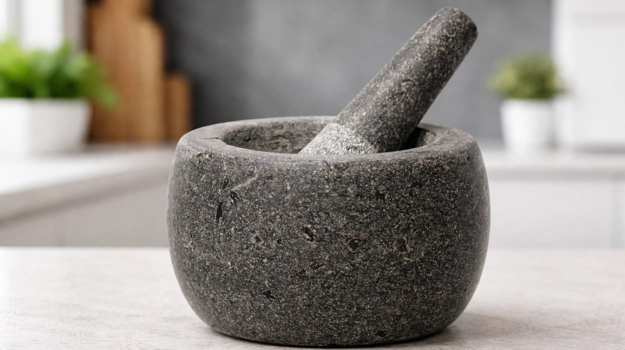 Tritura ajo, hierbas y frutos secos a tu gusto en este mortero de granito Jade Temple con maja: TOP ventas en Amazon por sólo 14,67€