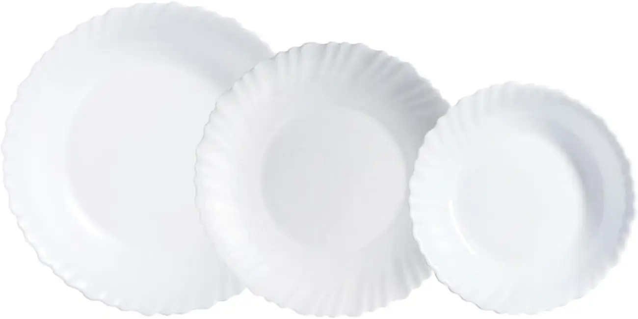 Chollo Vajilla Luminarc Feston Opal de 18 piezas para 6 personas por sólo 15€ (36% de descuento)