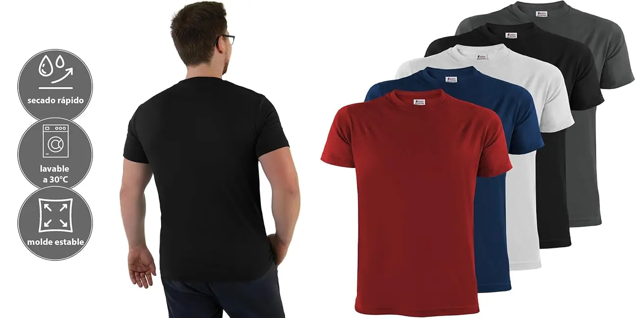 Chollo Pack x5 Camisetas de manga corta ALPIDEX para hombre por sólo 31,34€ con envío gratis (-30%) ¡6,27€ cada una!