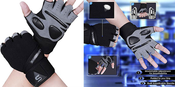 Chollazo Guantes de gimnasio con soportes acolchados Sawans por solo 6,87€ (43% de descuento)