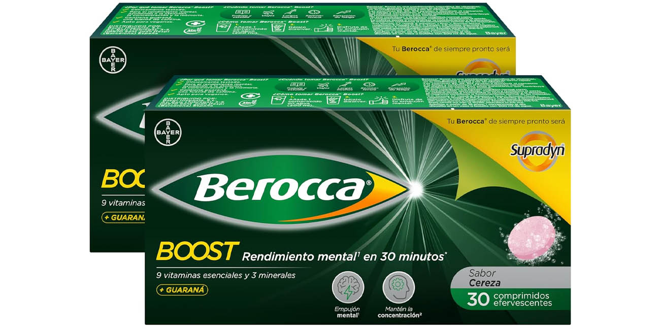 Chollo Pack 2x Complejo de vitaminas y minerales Bayer Berocca Boost con cafeína y guaraná por sólo 25,99€ (-38%)