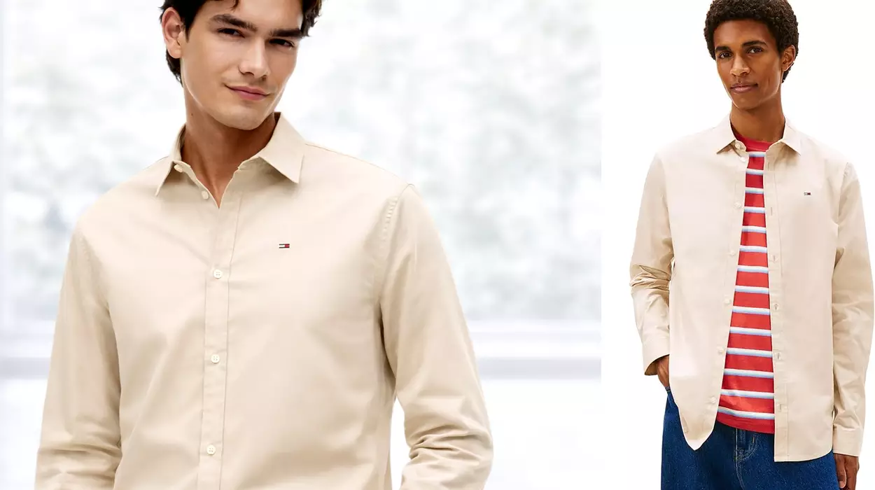 Esta camisa Tommy Jeans beige de manga larga estiliza, es elegante y ahora cuesta sólo 34€ en Amazon (-51%)