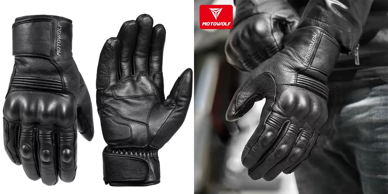 Chollo Guantes de cuero auténtico MOTOWOLF para moto por sólo 15,89€ con cupón y envío gratis (-43%)
