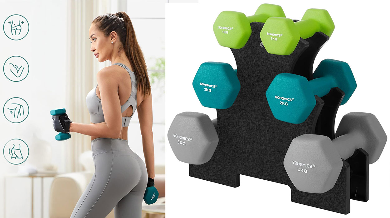 Chollo Juego de mancuernas Songmics con 3 pares de 1, 2 y 3 kg por sólo 31,98€ con cupón y envío gratis (-65%)
