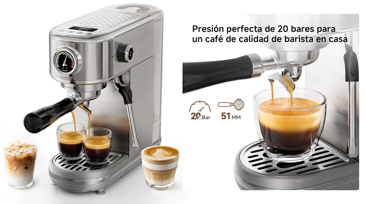 Esta cafetera espresso semiautomática Hibrew te sorprenderá por su potencia y hoy está rebajadísima gracias a un cupón limitado