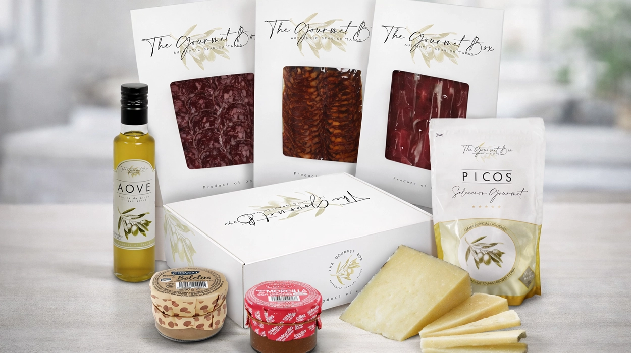 Esta cesta Gourmet Box Premium con ibéricos, queso de oveja y otras delicias es una opción fantástica para regalo por sólo 39,99€