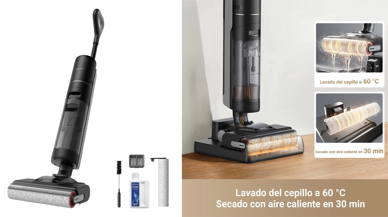 Con esta aspiradora DREAME H12 Pro Ultra con función fregado no tendrás que esforzarte para tener los suelos impolutos: Tiene unas valoraciones fantásticas y un 40% de descuento por tiempo limitado