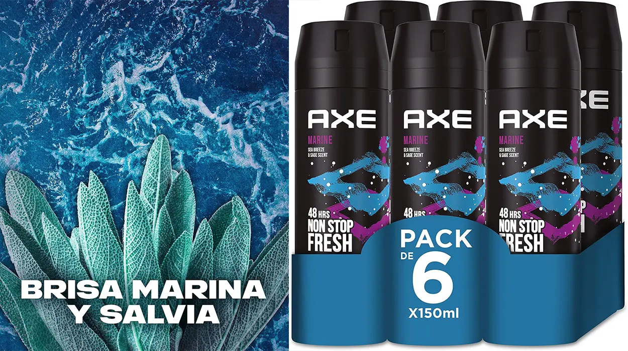 Chollo Pack x6 Desodorante Axe Marine de 150 ml para hombre por sólo 11,87€ (-47%) ¡1,98€ cada uno!