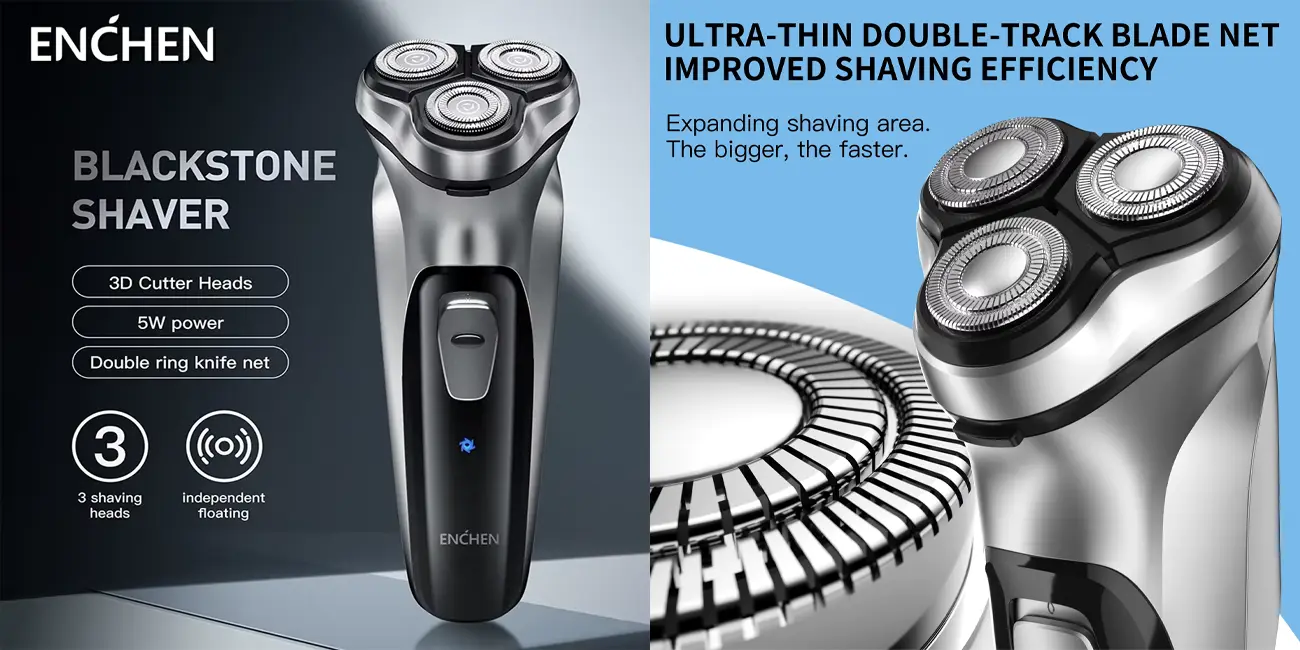 Esta genial afeitadora ENCHEN con 3 cabezales flotantes, 150 min de uso y súper silenciosa cuesta sólo 8€ en AliExpress