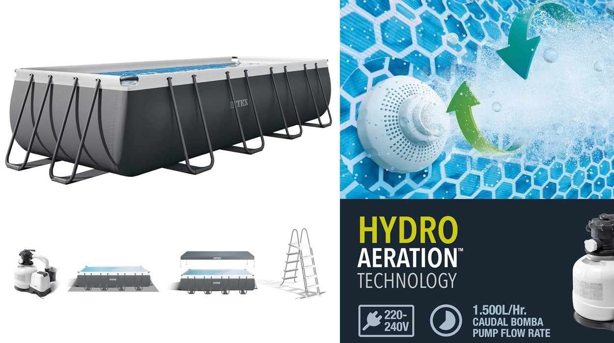 Monta una piscina grande y robusta en minutos: Esta desmontable Intex Ultra XTR Frame de más de 5 metros con depuradora baja 200€ en Amazon