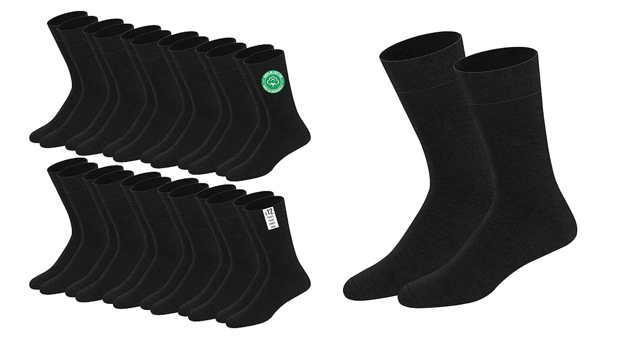 Calcetines de algodón largos para hombre a un precio TOP: 12 pares en color negro para combinar con todo por sólo 11,99€ ¡1€ el par!