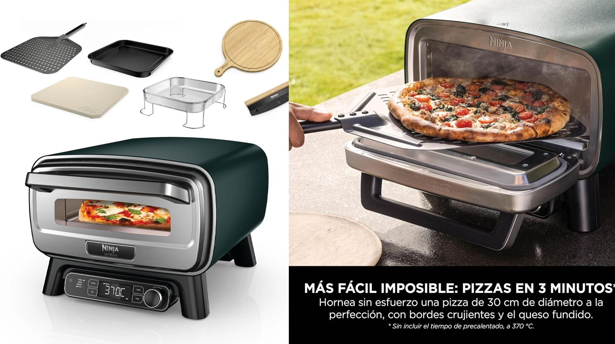 Pizzas caseras perfectas en tu jardín o terraza con este horno de exterior Ninja Artisan con freidora de aire que hoy baja precio mínimo