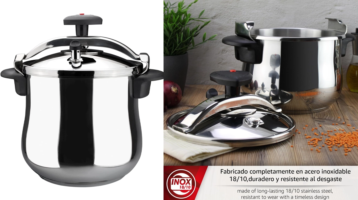 Esta olla express tradicional Magefesa Star de 10 litros es perfecta para cocinar sano y rápido una gran cantidad de comida y hoy está en Amazon con un 46% de descuento