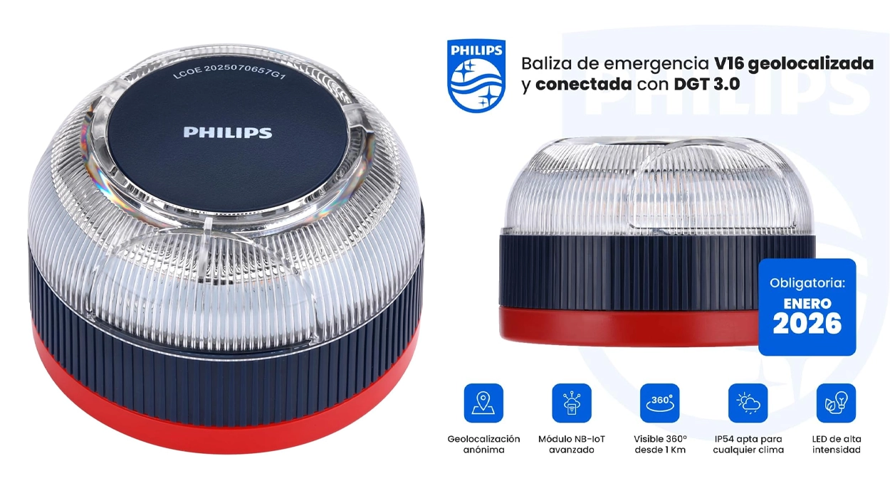 Chollo Baliza de emergencia V16 Philips Homologada con Geolocalización DGT 3.0 por sólo 27,99€ (18% de descuento)