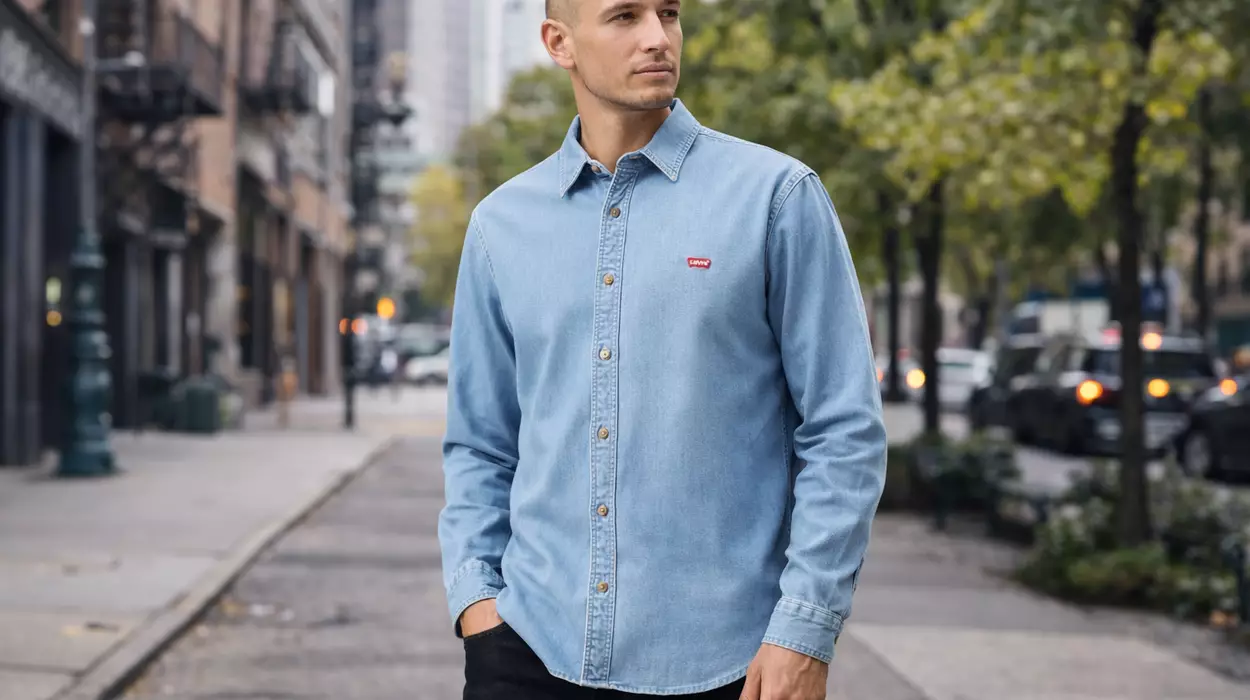 Chollo Camisa Levi’s Long-Sleeve Battery Housemark Slim Osborne Light Wash para hombre por sólo 24,99€ (-58%)