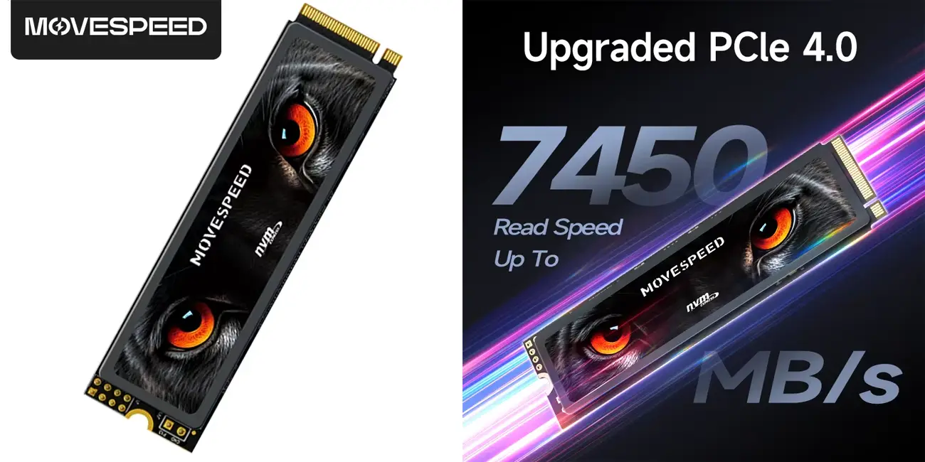 Chollo Disco SSD MOVESPEED NVMe M.2 de 1 TB por sólo 74,83€ con cupón y envío gratis (-68%)