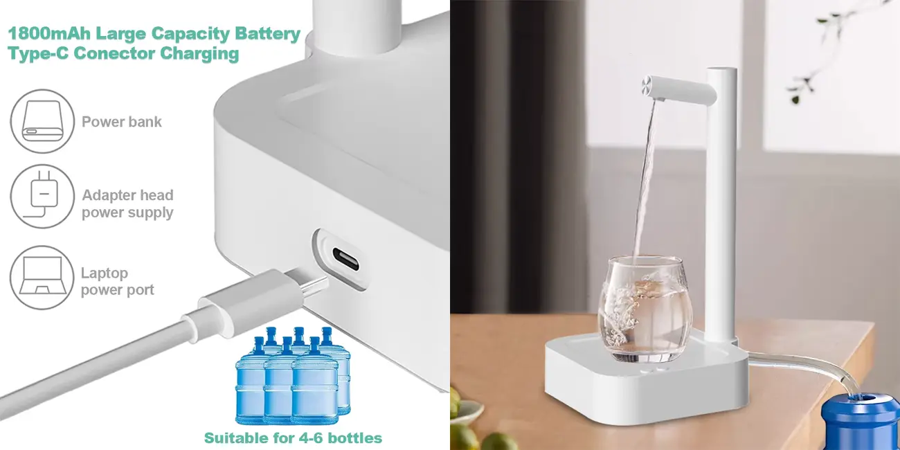 Sirve agua cómodamente desde cualquier garrafa o botella con esta bomba dispensadora automática que cuesta poquísimo